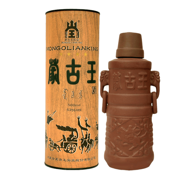 内蒙特产蒙古王53度木纹紫砂高度浓香型白酒500ml 单瓶