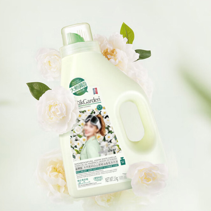 蔬果园洗衣液1kg天然茉莉白山茶精油香氛拉环版清爽干净高清大图