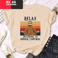 YIBUSHENGSloth T shirt 季女装时尚卡通树懒印花卡其色圆领短袖T恤r 成人L C1