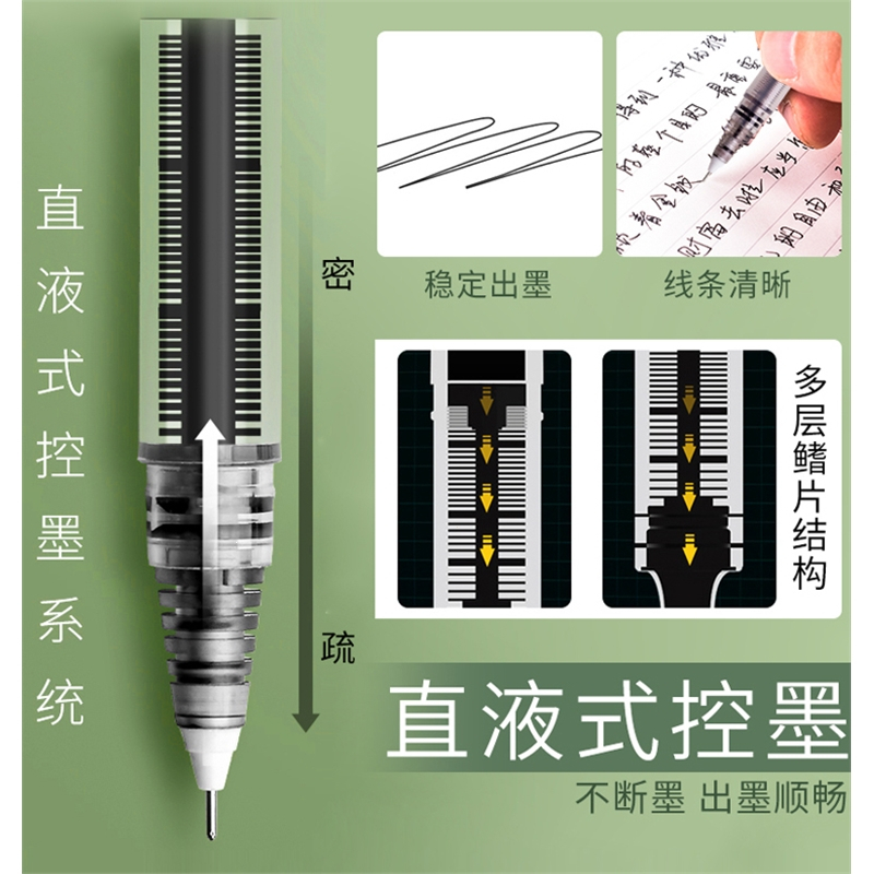 白雪(snowhite)T16直液式走珠笔速干0.5mm直液笔中性笔签字笔考试学生专用考试笔黑笔红笔刷题笔i