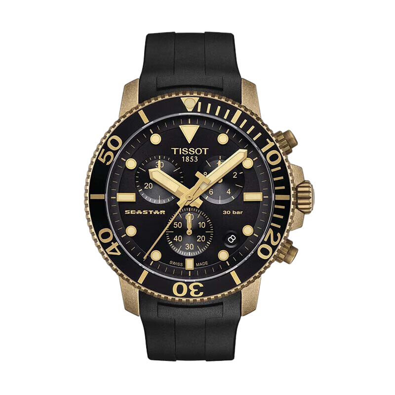 天梭tissot瑞士手表海星系列橡胶表带石英男表t1204173705101