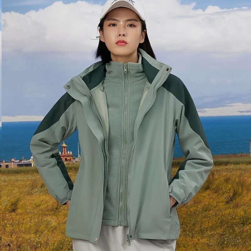 Soft Bloom三合一防护冲锋衣 工作服两件套 防风防水保暖防寒服红色高清大图