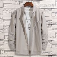 2021春秋款纯色磨毛有口袋青中老年长袖韩版修身灯芯绒宽松衬衫男 2XL 灰色