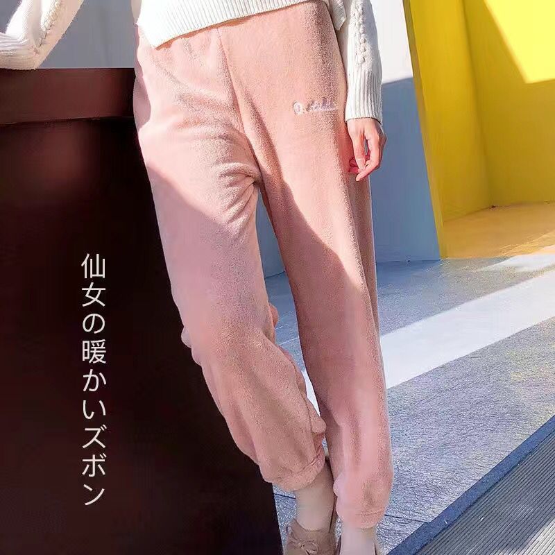 少女粉[加绒款] M码[收藏店铺优先发] 睡衣女冬天加厚珊瑚绒保暖套装中长款睡袍秋冬季法兰绒连体家居服