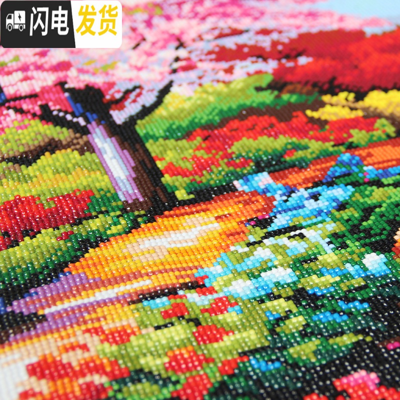 三维工匠钻石画满钻2019新款绣5D客厅梦幻家园仙居小屋贴 炫彩魔方+点钻[150*70厘米]多送钻量30满十字绣高清大图