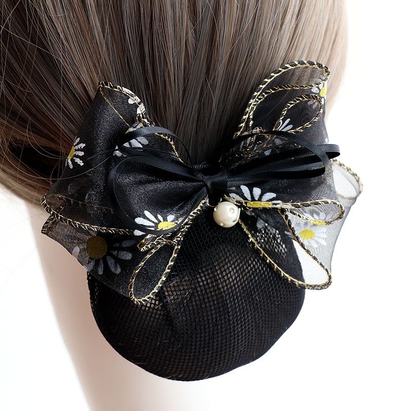 丸子头花朵盘发器韩国懒人发带神器蓬松花苞头饰头花女职业发网兜纯色