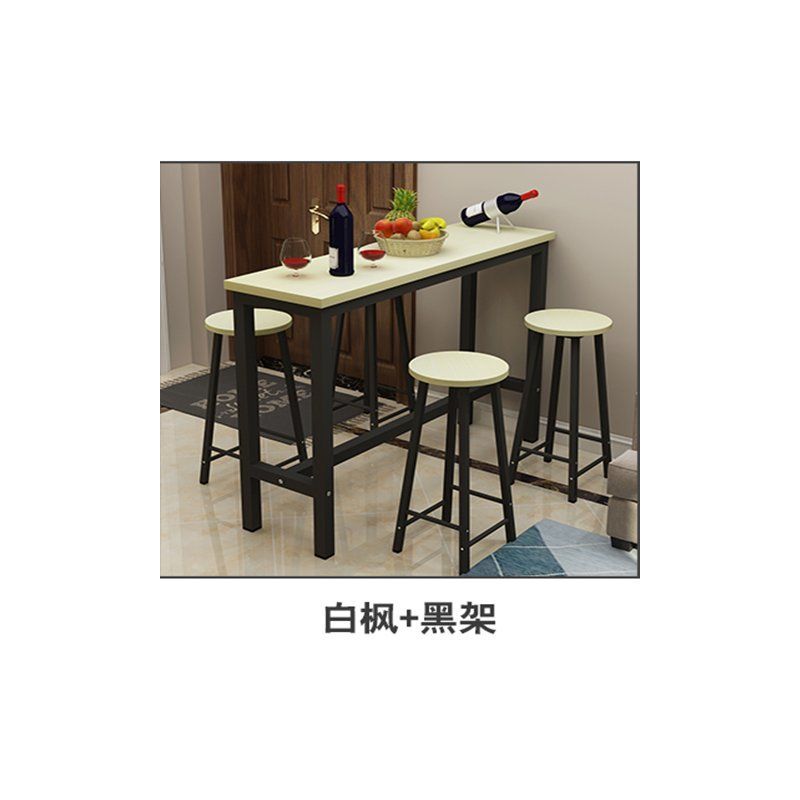 家用吧台桌客厅隔断餐桌靠墙奶茶店酒吧桌椅高脚长条桌厨房置物架|黑架+白枫 120*40*100(送脚踩杆)