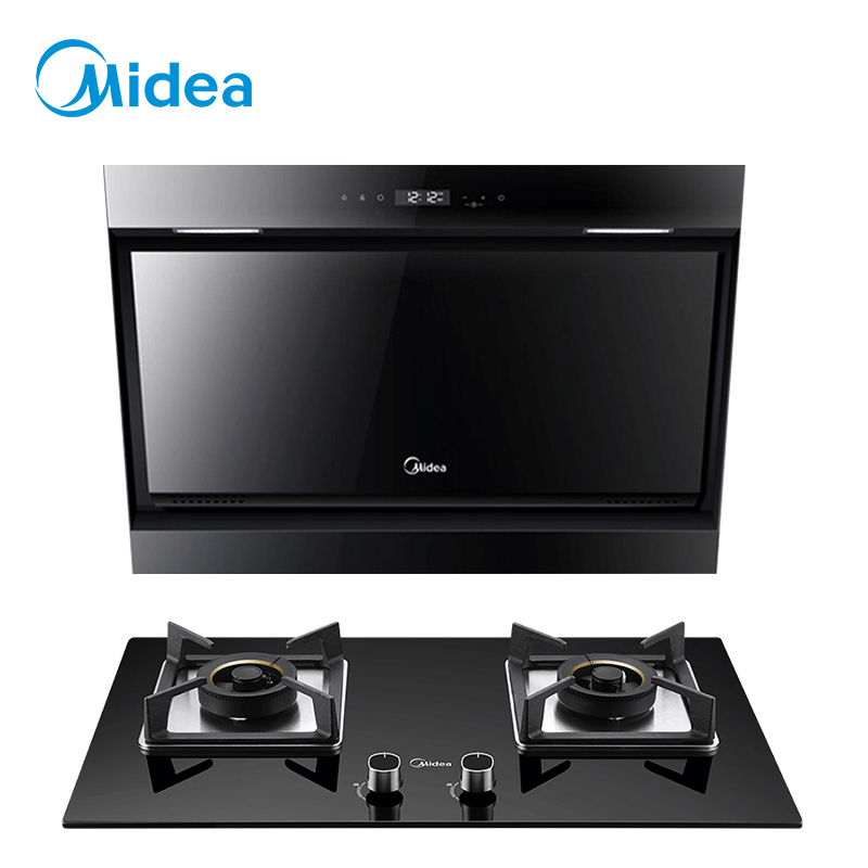 美的(Midea)17.5立方大吸力智能自清洗触控式侧吸式抽油烟机燃气灶烟灶套餐(天然气)DJ570R+Q370B高清大图