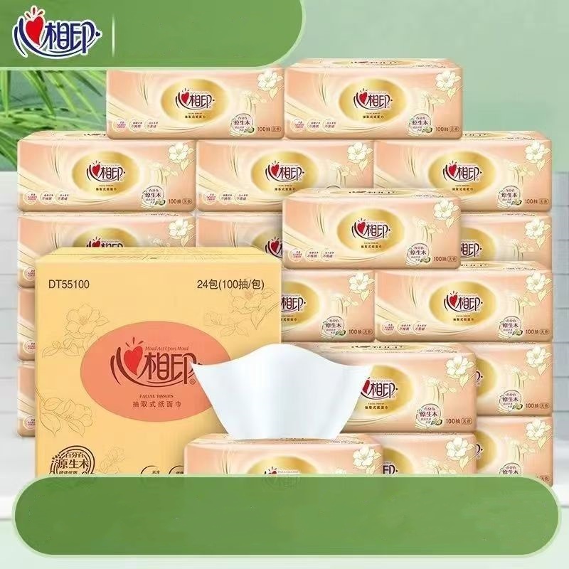 心相印抽纸批发整箱家庭装婴儿餐巾纸经典3层100抽 24包高清大图