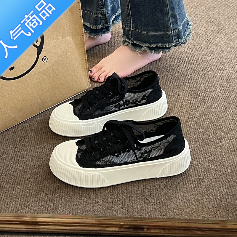 SUNTEK网面透气小白鞋女外穿2023夏季新款薄款百搭时尚ins潮休闲帆布鞋高清大图