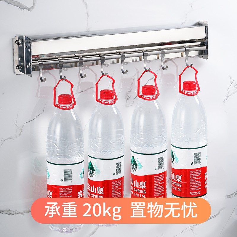 不锈钢刀架厨房多功能挂钩置物架免打孔锅铲子厨具刀具一体收纳架收纳层架 三维工匠高清大图