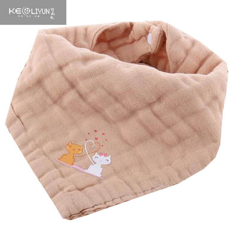 可莉允宝宝口水巾三角巾纱布新生婴儿围嘴女男童加厚双按扣围兜围巾