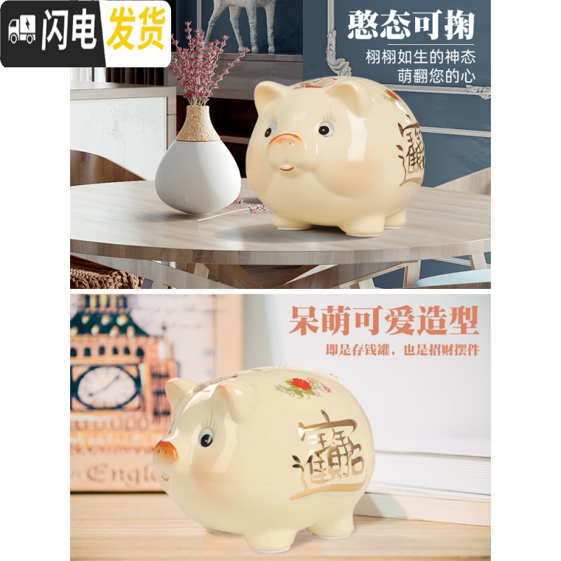 三维工匠储蓄大号只进不出不可存可取大人用可爱男女孩儿童家用金猪存钱罐 6寸萌猪(不可取)储蓄罐高清大图