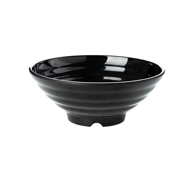 思唯美(sweet made) 仿瓷面碗加厚螺纹塑料斗笠大碗 8寸-黑色