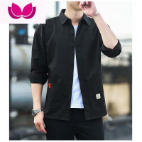 七斓捡漏夏季工作服衬衫男薄款长袖衣工地电焊工防烫耐磨外套 2XL 807七分袖黑色