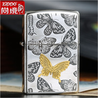 原装防风煤油打火机zippo正版 镀银纷飞蝴蝶美国原装 版zippo防风打火机 男士zppo正品