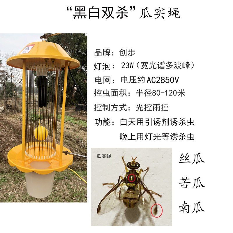 三维工匠式杀虫灯电击式农用灭蚊灯诱虫灯吸果夜蛾果园抓虫灯 三维工 [交流220v大型][黑白双杀瓜实蝇]杀虫灯23W灯泡