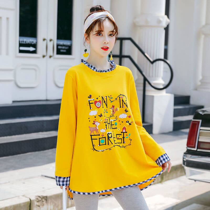 迪鲁奥(DILUAO)孕妇装秋装套装时尚款2021新款韩版春秋季两件套装外出长袖上衣T恤图片