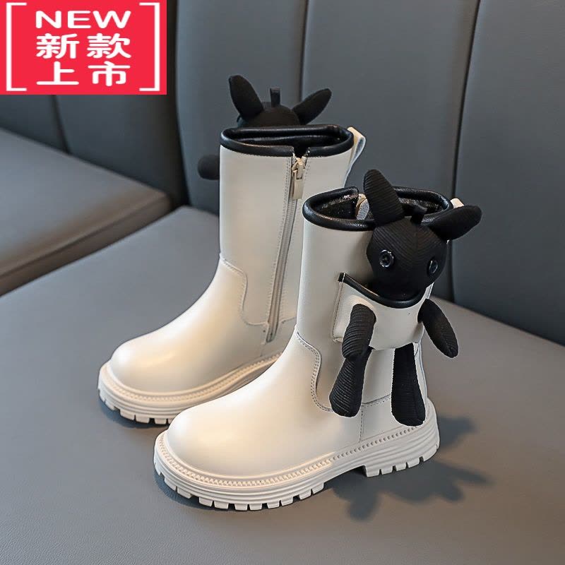 可莉允儿童靴子马丁靴2022秋冬女宝宝潮牌高筒靴新款防滑加绒女鞋子图片