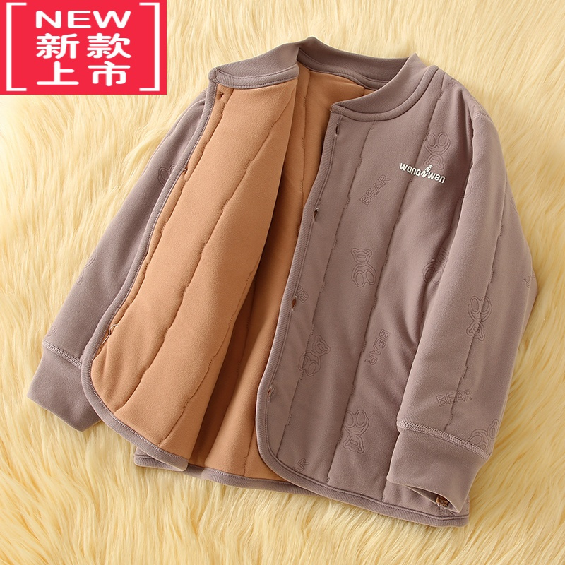可莉允校服器儿童加厚小棉袄内胆男童女童内搭宝宝保暖棉服外套 紫色 100cm