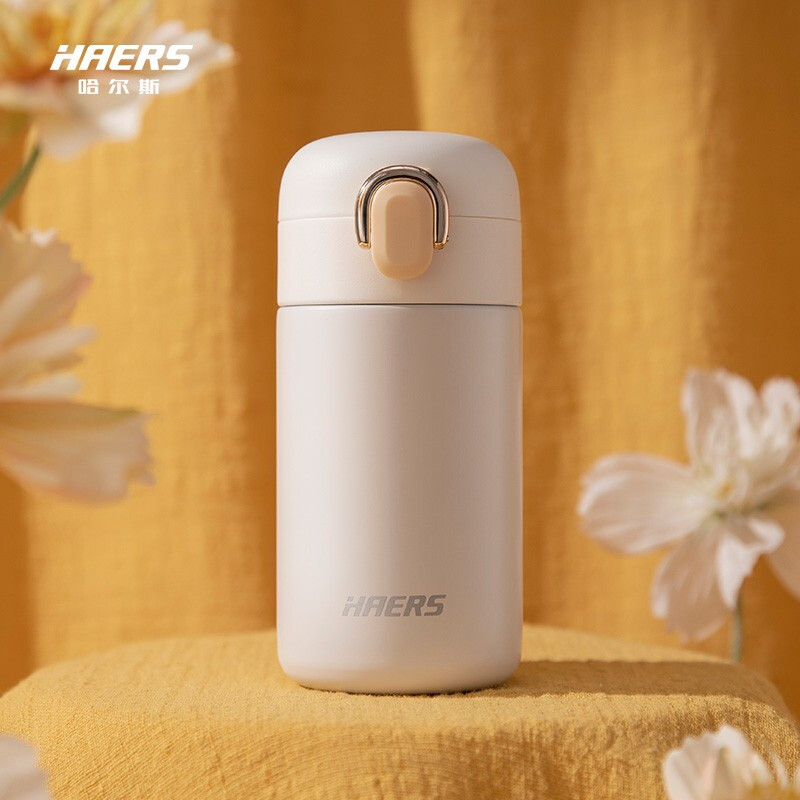 哈尔斯保温杯女304不锈钢小容量学生水杯便携弹盖迷你吸管杯子260ml 桃红色260ml 月白色260ml