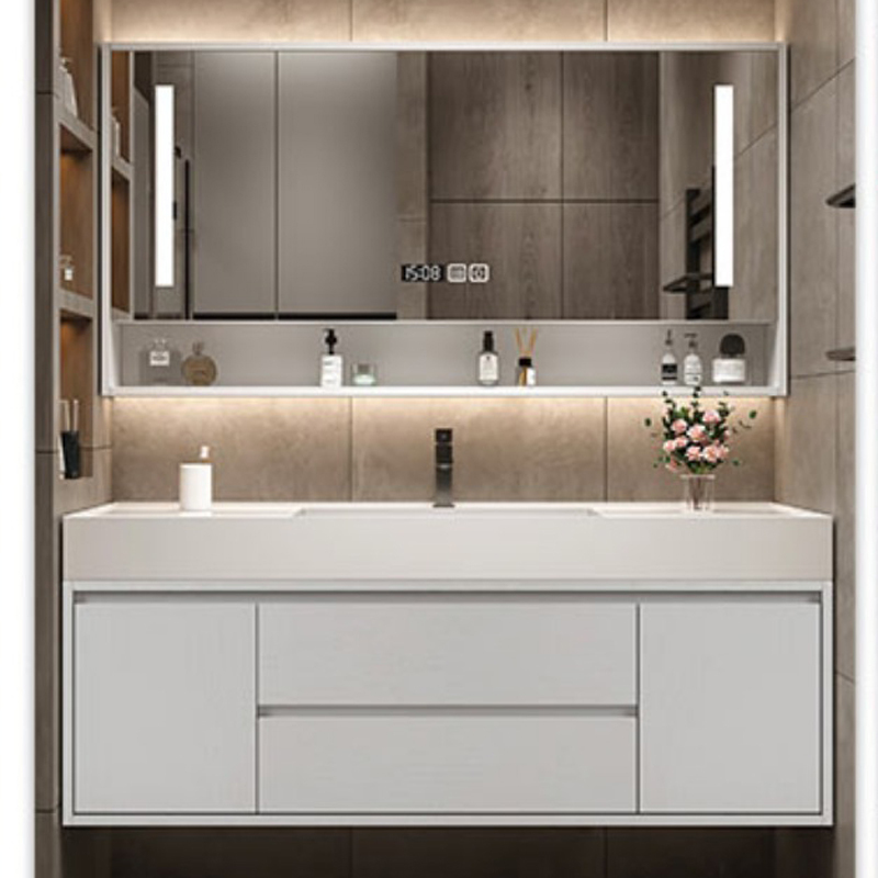 可定制纳米岩石一体盆浴室柜组合实木柜卫生间台盆柜卫浴洗漱台洗手