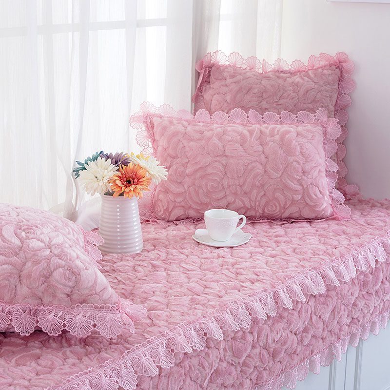 汐岩阳台垫子飘窗垫可裁剪加厚毛绒窗台垫榻榻米垫子可机洗飘窗毯定做 粉红色腰枕30*50cm一个