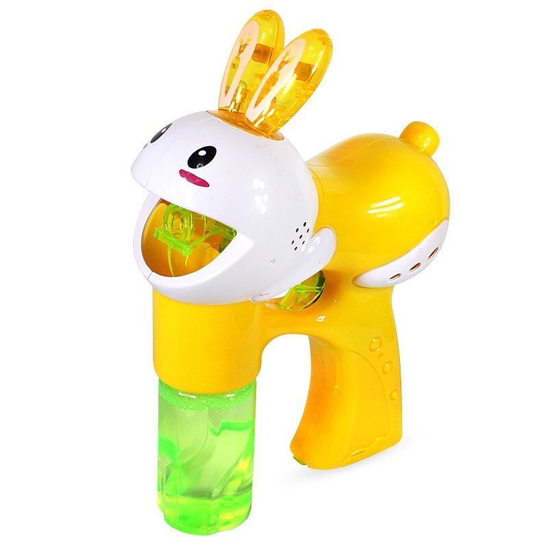 儿童泡泡机玩具泡泡电动吹泡泡机带音乐灯光萌兔泡泡枪颜色随机黄绿