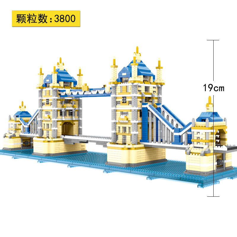 超大泰姬陵微颗粒建筑积木高难度立体拼图成年拼装玩具大人城堡 双子桥(送彩灯+工具包)
