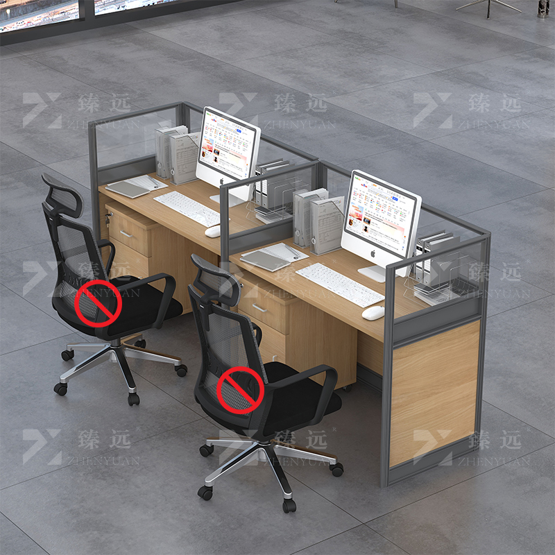 臻远 GWC-002 职员办公桌屏风桌组合员工位电脑桌职员工位 直排双人位高清大图