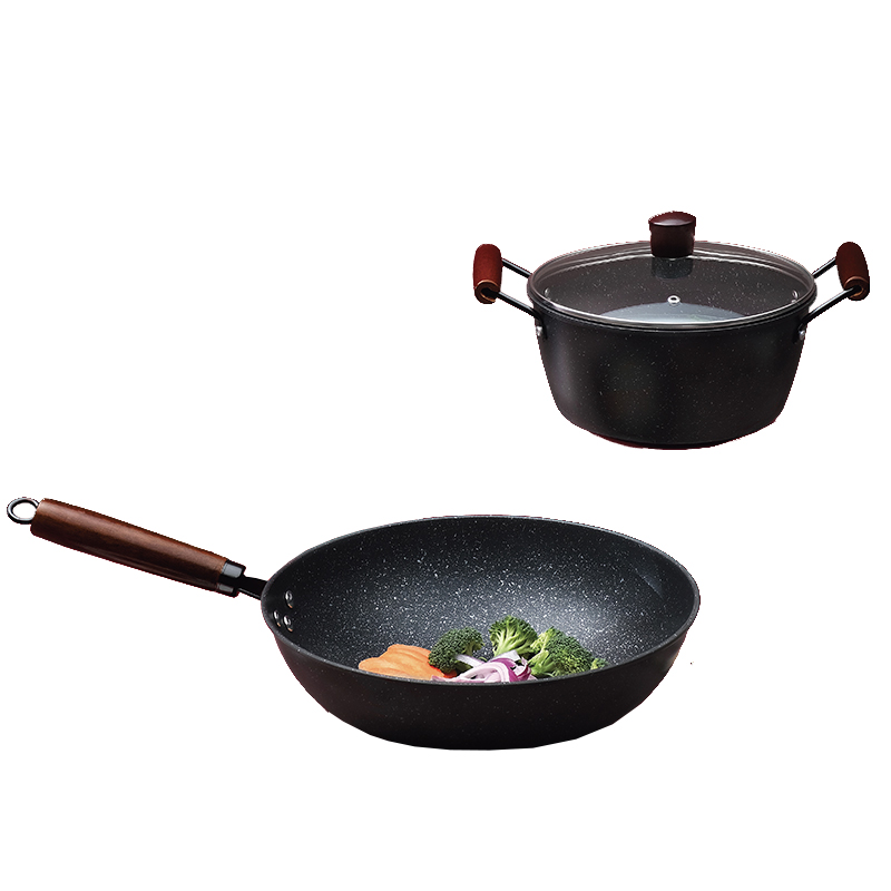 荣事达(Royalstar)RSD083-FJ 麦饭石二件套 32cm+22cm(单位:套)黑色