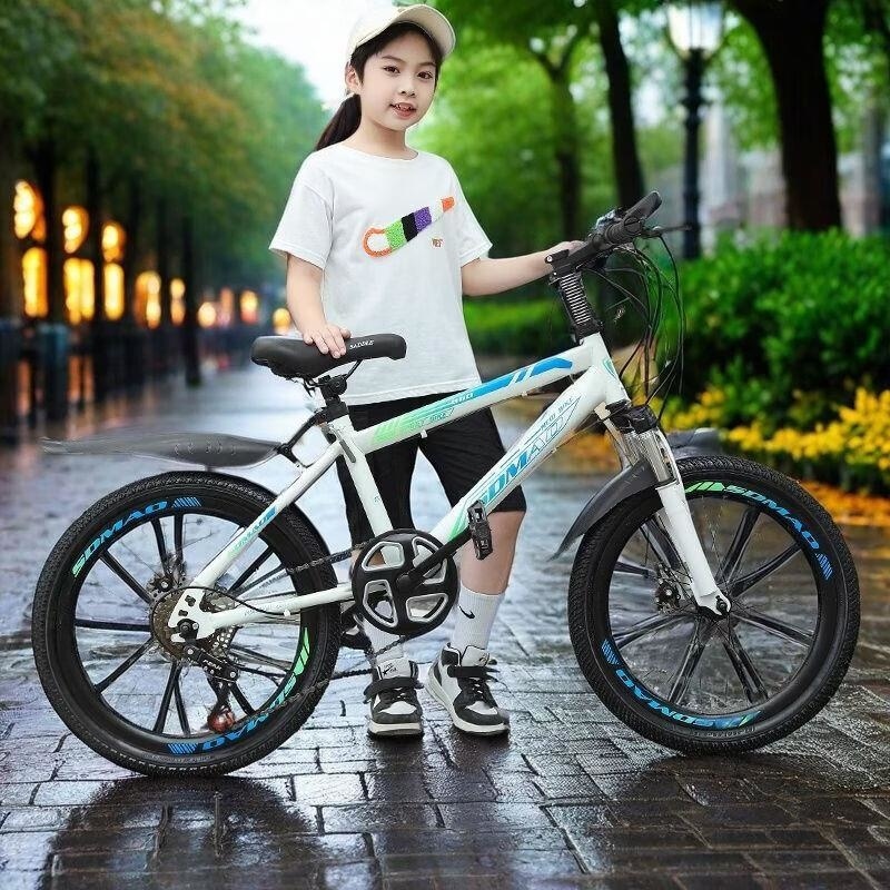 自行车儿童山地车青少年单车男女中大童学生双碟刹避震轻便款赛车高清大图