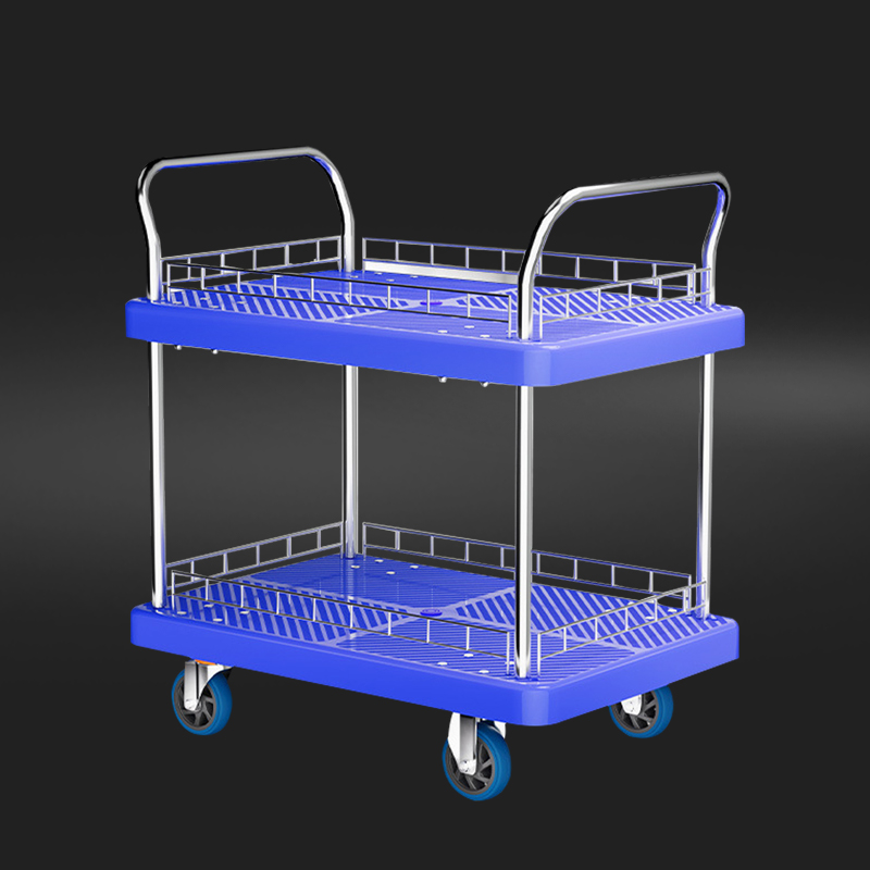 鸿启纳 多功能尼龙不锈钢折叠双层手推车承重约1000斤 HQN-DH367X 110*65*120cm (单位:件)高清大图