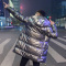 BaLuoShang社会精神小伙中长款亮面棉衣男潮牌冬季加厚羽绒棉服潮流保暖外套风衣