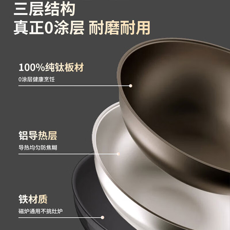 康巴赫(KBH)康巴赫无涂层钛不粘炒锅32cm高清大图
