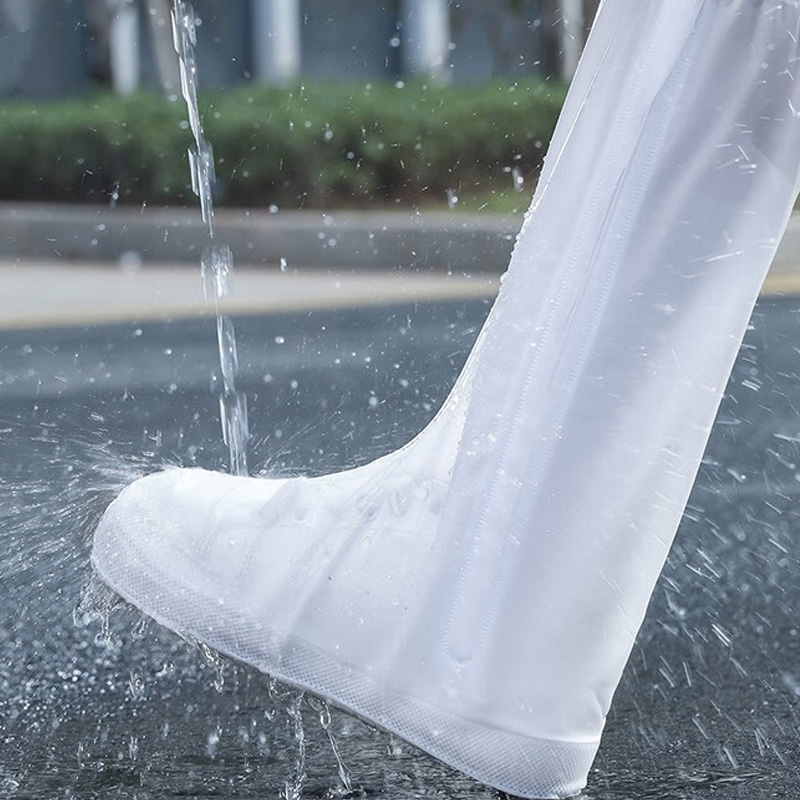 敏胤 MY-3005高帮（筒高约42cm)乳胶雨套靴防水鞋套男女通用 白色 M(38-39码）高清大图