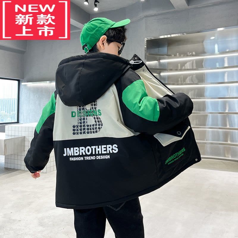 可莉允男童棉衣外套冬装2022新款洋气中大童男孩加绒加厚韩版儿童帅气棉服图片