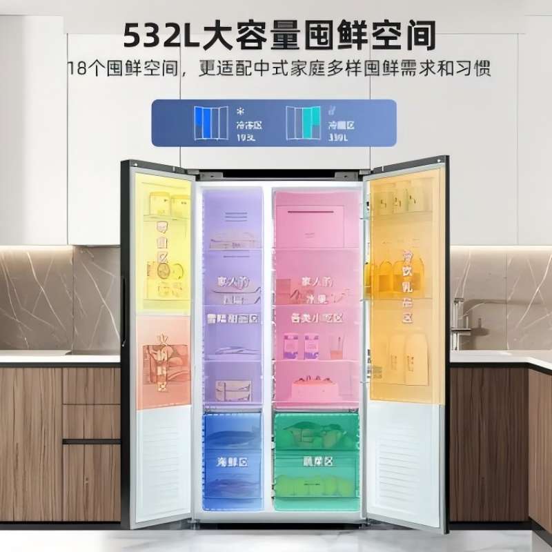 美菱532升对开门冰箱 超薄机身大容量双开门冰箱 一级能效风冷无霜电冰箱自营以旧换新BCD-532WPCX高清大图