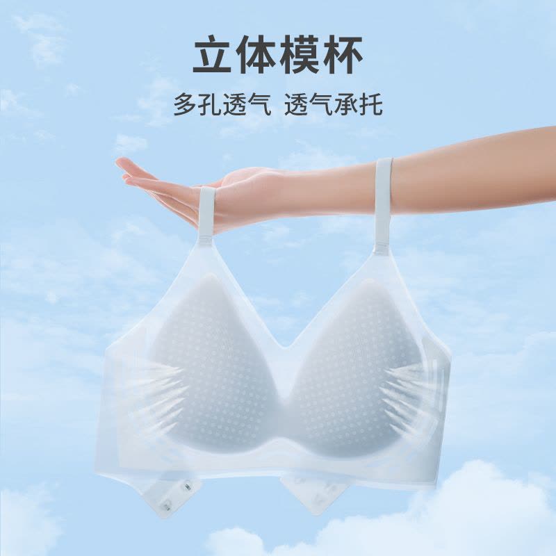 浪莎无痕内衣女小胸聚拢夏季冰丝凉感透气无钢圈防下垂美背文胸罩图片