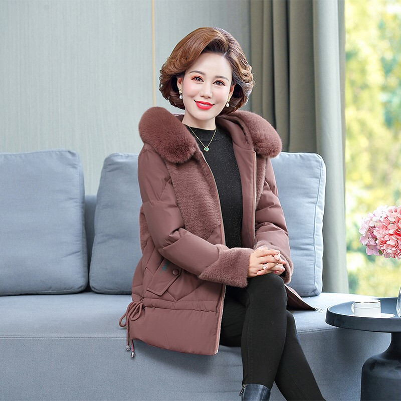 老年女装加厚仿貂绒拼接棉袄棉衣40-50岁中年人女士保暖外套母亲衣服