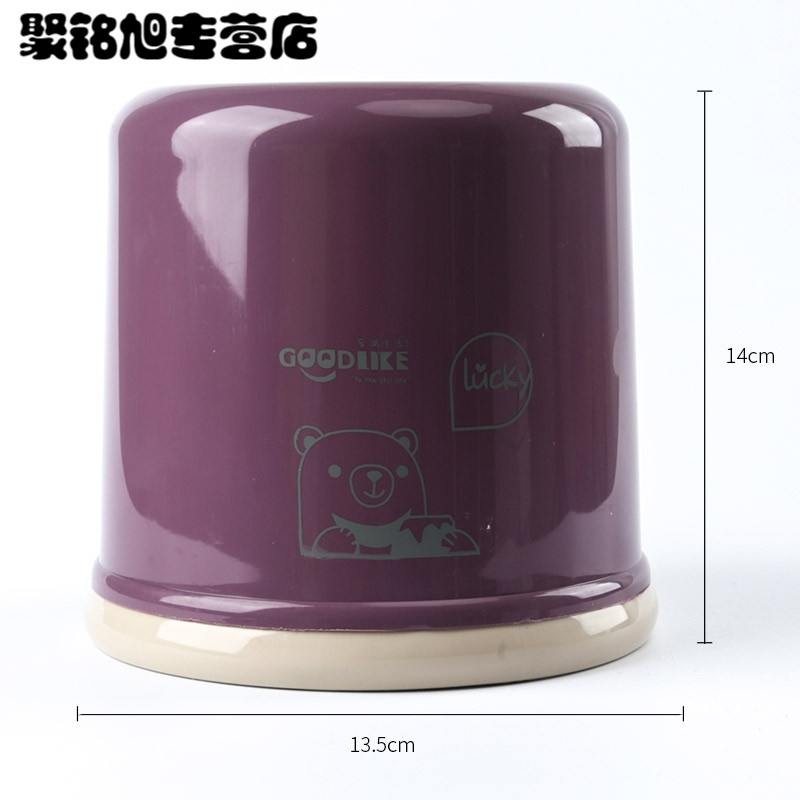 纸巾盒子 卫生间卷纸筒 防水塑料纸巾盒 卡通创意圆形抽纸盒-7158 紫色