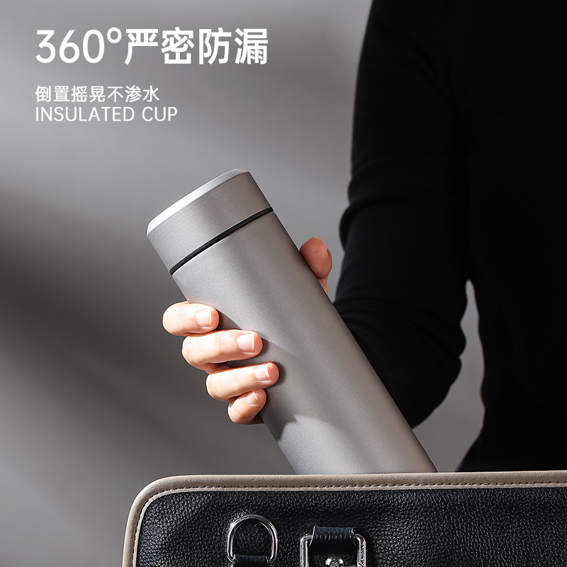 希乐纯钛保温杯男女士商务茶水分离杯泡茶杯户外便携车载水杯子礼盒装高清大图