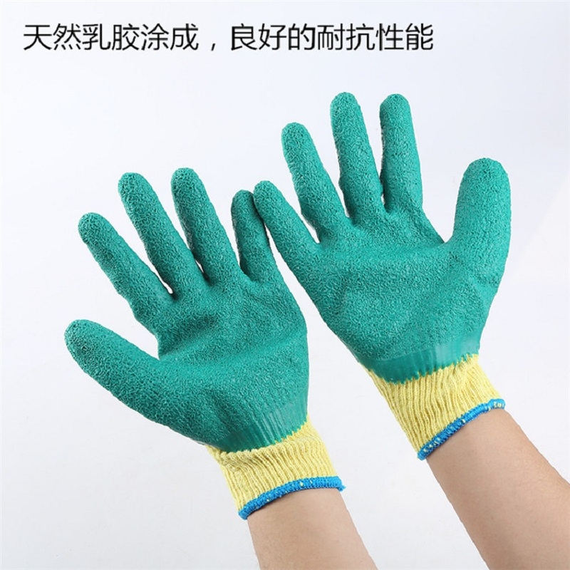 星宇 纱线皱纹(黄纱绿胶)手套 L208 (单位:双)