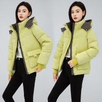 羽绒棉衣女外套2024新款连帽面包服百搭冬装韩版宽松短款时尚棉服 XL 黄色