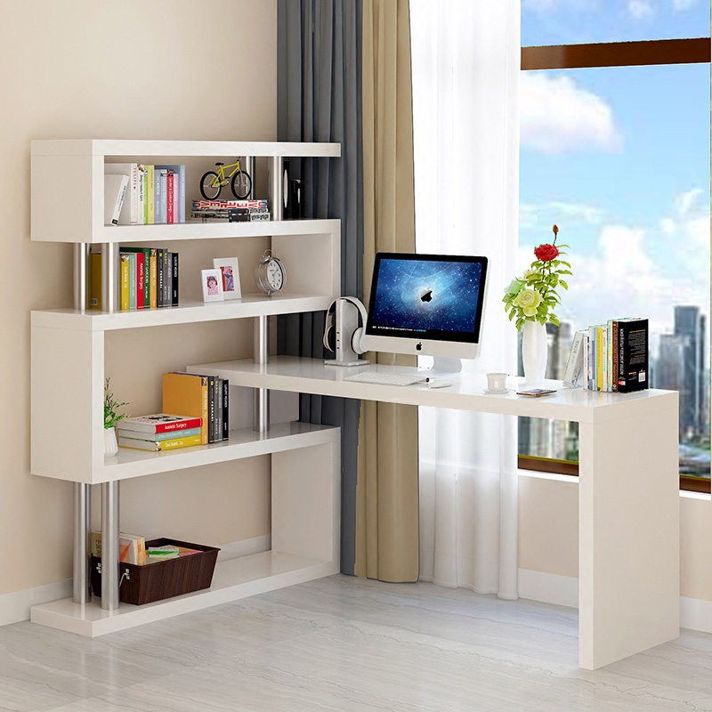 转角书桌书架组合写字台书柜一体学生电脑桌子简约宜家用经济型定制