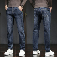 高端黑色牛仔裤男士秋冬季新款加绒加厚修身直筒宽松男款长裤 29 蓝灰色常规款
