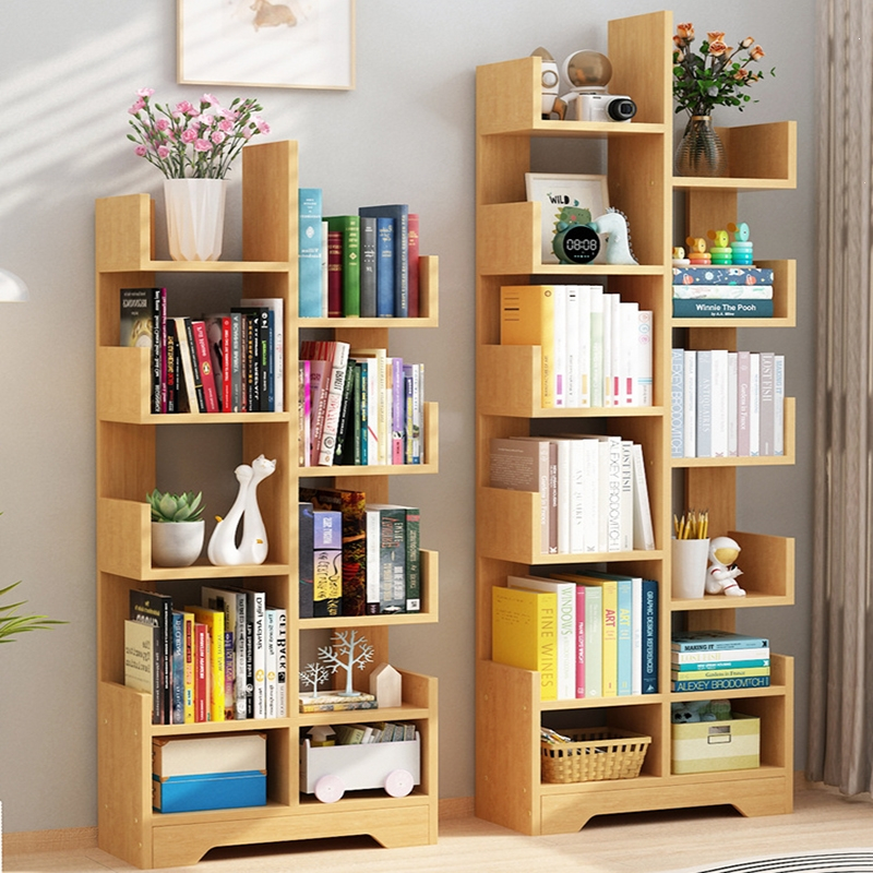 简易儿童书架闪电客靠墙落地小型网红置物架简约现代家用书柜家用收纳