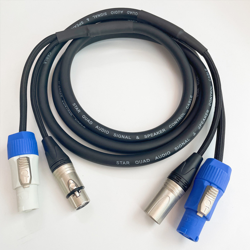 册视舞台灯光3x1.5平方电源线蓝白插DMX512信号复合线卡侬1米条