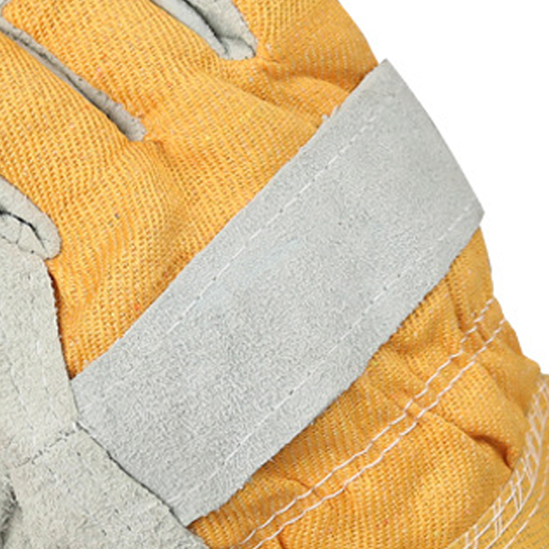 翌嘉YJ5121716焊工手套耐磨防滑黄布二指全掌牛皮电焊手套加厚防护劳保手套(12双)高清大图