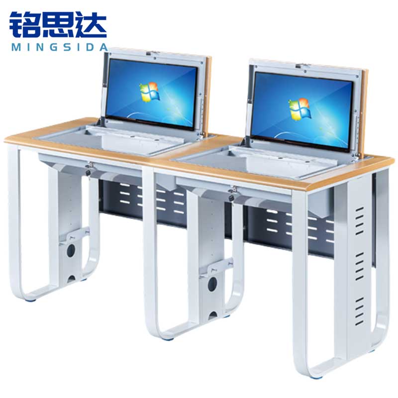 铭思达翻转电脑桌双人位张高清大图